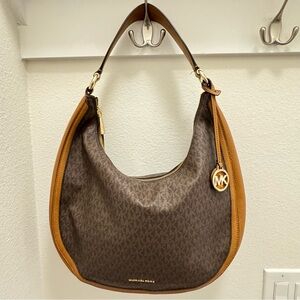 Michael Kors Lydia Large Hobo Shoulder Bag Brown Monogram